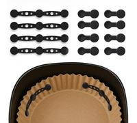 kelav 12 Pezzi Calamite per Friggitrice ad Aria in Silicone, Fibbie Magnetiche Nere 10.4x1.4x3.3 cm, Resistenti al Calore e Compatibili con Vari Modelli, per Fissare Carta da Forno