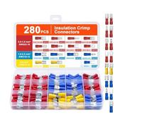 KELAV 280 Pezzi Connettori Elettrici,Morsetti Elettrici,Connettori Elettrici Terminali Assortiti Kit,Capicorda Assortiti,Connettori Capicorda Elettrici Ferro con Isolant con Crimpro a Spada e Forcella
