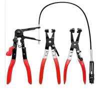 kelav 3 Pezzi Pinze per Fascette Set, Include Tipo a Molla, Collo Dritto e Curvo, Regolabile e Bloccabile per Tubi da 5-50 mm, Manici in PVC Antiscivolo