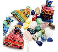 KELAV Set di Pietre e Cristalli,320 g Pietre Dure Vere Miste con Sacchetto Tessuto,Sassolini Decorativi per Vasi/Bigiotteria Fai da Te (Per Feste/Caccia al Tesoro/Lithoterapia)