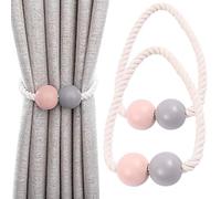 Keleily Fermatenda Magnetico 2Pcs Tenda Fibbia Window Drappo Holdss Clip per Tende in Legno per Casa, Dormitorio, Ufficio, Hotel Finestra Decorativa, Rosa+ Grigio (Rosa+ Grigio, 2pcs)
