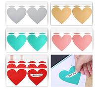 Keleily Gratta e Vinci Adesivi 100 Pezzi Gratta e Vinci Adesivo Etichette, Cuore, Argento, Oro, Rosso, Rosa, Verde (7 X 8 cm)