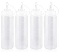 Keleily Squeezer Dosatore Olio Biberon Cucina Flacone Dosatore con Tappi Dispenser di Condimenti in Plastica per Condimenti, Ketchup, Senape, Maionese, Olio doliva, Trasparente, 16 Oz, 4 Pezzi