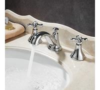 Kelelife Rubinetto miscelatore lavabo con due maniglie e tre fori cromato lucido