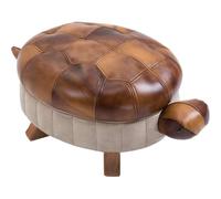 Kelendle Poggiapiedi a forma di tartaruga, imbottito, in pelle ecologica in poliuretano, per soggiorno, camera da letto, divano, panca, sedia, marrone, grande