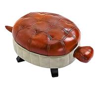 Kelendle Poggiapiedi a forma di tartaruga, imbottito, in pelle ecologica in poliuretano, per soggiorno, camera da letto, divano, panca, sedia, marrone rossastro, piccolo