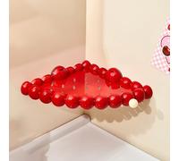 KELENMNAZT Portasciugamani angolare da parete, ripiano triangolare da bagno con ventosa rimovibile(Red)