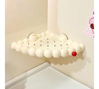 KELENMNAZT Portasciugamani angolare da parete, ripiano triangolare da bagno con ventosa rimovibile(White)