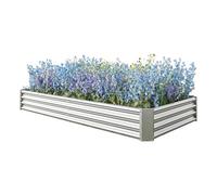 KELERDUN Letti da giardino rialzati da esterno per giardinaggio, 233,7 cm, grande, in plastica zincata, rettangolare, rialzata, per frutta, verdura, erbe, aiuola per coltivare fiori, per prato, patio