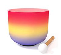 KELIODY 20CM Rosso Arcobaleno C Nota Glassato Ciotole di Cristallo di Quarzo Chakra Della Radice Del Vetro di O-ring e Martello Set Guarigione Del Suono e Meditazione Yoga