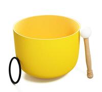 KELIODY Ciotola di canto 8 Pollice 20cm 440Hz E Nota di cristallo giallo Ciotola di canto solare Plesso Chakra Ciotola di cristallo Ciotola di cristallo opaco quarzo con O-ring e mazzi Yoga Regali