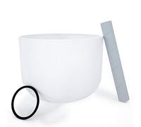 KELIODY Ciotola di Canto di Cristallo, 20cm 440Hz Bianco A-Nota Terzo Occhio Chakra, Ciotola di Canto di Cristallo con O-ring e Martello, Regalo di Yoga