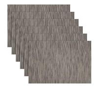 KELIODY Tovagliette Set di 6, Lavabili Impermeabile Antiscivolo, Americana Tovaglietta in pvc, per Cucina, Macchine da Caffè, Attività, Feste, Cene, Festival (30x45cm, Grigio)