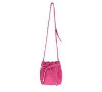 Kelisdi Borsa a secchiello pieghettata con coulisse con accento farfalla per i consumatori di moda coreana borsa a secchiello, Rosso rosato, One Size