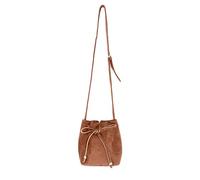 Kelisdi Borsa a secchiello pieghettata con coulisse con accento farfalla per i consumatori di moda coreana borsa a secchiello, Marrone, One Size