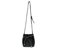 Kelisdi Borsa a secchiello pieghettata con coulisse con accento farfalla per i consumatori di moda coreana borsa a secchiello, Nero , One Size