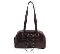 Kelisdi Borsa a tracolla alla moda ispirata al balletto con fiocchi e cravatta, borsa in pelle PU per studenti e professionisti come borsa per la spesa per pendolari, Colore caffè.