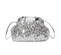 Kelisdi Borsa moderna sotto le ascelle con scomparti strutturati e superfici luccicanti, perfetta per riunioni di lavoro o riunioni sociali pendolari alla moda, Argento