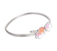 Kelisdi Bracciale rigido in lega, stile vintage, motivo floreale vertiginoso, sofisticato, per feste e lavoro, con fiori di pesco vertiginosi