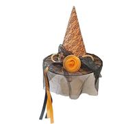 Kelisdi Cappello da strega con fiore alto 33 cm cappello da mago a punta per Halloween Cosplay accessori per costume da strega per donne Cosplay Halloween per donne