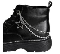 Kelisdi Catene per scarpe a doppio strato, alla moda, decorazione per lacci delle scarpe, stella/cuore, perle, fibbia per scarpe per stivali e scarpe di tela, accessorio dichiarazione, Amore Argento