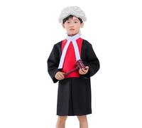 Kelisdi Costume da giudice di Halloween per bambini ragazzo ragazza festa di Halloween Dress Up compreso accappatoio parrucca martelletto in legno Costume da giudice per bambini
