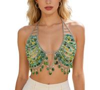 Kelisdi Elegante catena toracica con perle verdi con perline acriliche per un outfit versatile, adatto a qualsiasi evento sociale catena reggiseno acrilico