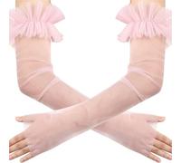 Kelisdi Manicotti per braccia da sposa con lunghezza al gomito per cerimonia nuziale Seethrough copribraccia per occasioni formali Accessori per abiti da festa, B, Taglia unica