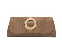 Kelisdi Pochette in paglia Borsa per le donne Borsa a tracolla Estati Spiaggia Borse a tracolla Busta Portafoglio Borse da sera in tessuto Regali Pochette di paglia per le donne, Marrone, One Size