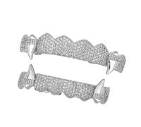 Kelisdi Rame Vampiri Fangs Costume Denti Set Shimmering Fang Protesi per feste di Halloween Giochi di ruolo Accessori Vampiri Denti Set, One Size, come descritto, come descritto