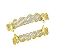 Kelisdi Rame Vampiri Fangs Costume Denti Set Shimmering Fang Protesi per feste di Halloween Giochi di ruolo Accessori Vampiri Denti Set, One Size, come descritto, come descritto