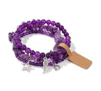 Kelisdi Set di 3 sofisticati braccialetti a forma di stella e charm per donne, gioielli alla moda con chiusura regolabile, accessori da donna, Misura unica, come descritto