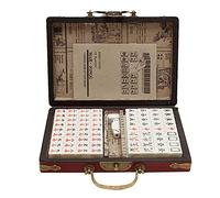 Kelisdi Set Mahjong cinese tradizionale dell'annata portatile leggero con la scatola Compreso 2 Mahjong senza stampa 2 Set Formato di viaggio