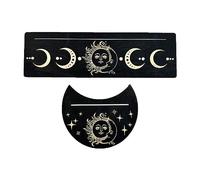 Kelisdi Supporto per carte dei tarocchi Supporto in legno fasi lunari Base a forma di luna e supporto per carte rettangolari per divinazioni streghe strumenti Tarocchi espositore per carte in legno