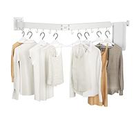 Kelisiting Stendibiancheria retrattile, 2 volte, bianco, salvaspazio, pieghevole, durevole, per lavanderia, balcone, bagno, patio, dormitorio, appartamento