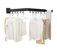 Kelisiting Stendibiancheria retrattile, 2 volte, nero, salvaspazio, pieghevole, resistente, per lavanderia, balcone, bagno, patio, dormitorio, appartamento