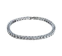 kelistom Cavigliera da tennis da donna, placcata in oro bianco 14 K, larghezza 4 mm, intarsio con strass e cristalli, cavigliera da donna, 10 inches, Strass Lega, Cristallo