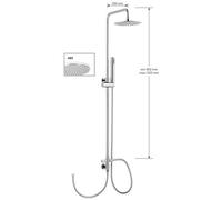 Keller Taps - Kit Colonna Doccia Cilindrica Con Deviatore E Soffione Abs Diametro Mm 200,flessibile Cm 60,presa Acqua,flessibile Cm 150 E Doccetta Cil