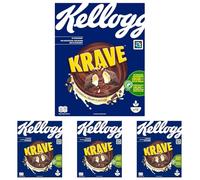 Kellogg's Krave Cookies & Cream | Gusto Biscotto e Crema | Cereali per la Colazione | Confezione Singola da 375g (1 x 375g) (Confezione da 4)
