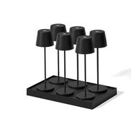 KELLY - Set di 6 lampade da tavolo touch wireless in alluminio nero LED dimmerabili H38 cm, con vassoio di ricarica