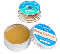 KELLYSHUN KL-806 Flussante Senza Piombo, 50g Flussante al Rosin ad Alta Attività (1 pezzo), Treccia Dissaldante 2.5MM/3M (1 pezzo), Per PCB, IC, SMD, DIY, Riparazioni di Fili e Elettrodomestici