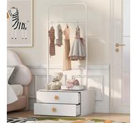 Kelodan Appendiabiti 70 × 55 × 168 cm, con 2 cassetti, maniglie a forma di stella e grandi ganci appendiabiti, bianco