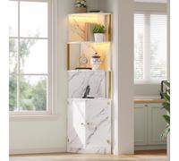 Kelodan Armadio ad angolo, armadio portaoggetti con 2 ante, credenza per cucina, sala da pranzo e soggiorno, 38 × 38 × 180 cm, bianco