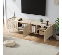 Kelodan Armadio minimalista in legno naturale, 160 x 40 x 47 cm, basso con design e supporto, adatto per televisori da 65 pollici, MDF