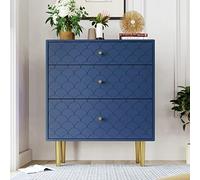 Kelodan Cassettiera con 3 cassetti, blu navy, H89/B75/T40 cm, per camera da letto e tutti gli spazi abitativi