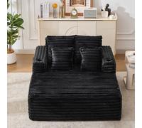 Kelodan Chaise Longue Oversize, divano letto in finta pelliccia con portabicchieri, poltrona morbida come una nuvola, nessun montaggio, nero