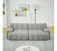 Kelodan Divano a due posti oversize curvo, braccioli larghi, design moderno con decorazione a bottoni, adatto per soggiorno e appartamenti, nessun montaggio richiesto, grigio