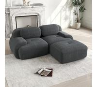 Kelodan Divano angolare da 82" in morbido tessuto a coste, modulare combinabile con braccioli curvi, senza montaggio, imbottitura in schiuma ad alta elasticità per soggiorno, zone di riposo e camera