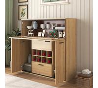 Kelodan Elegante credenza per vino con doppia ante, scaffale in vetro e supporto per vino, ideale per riporre in un'elegante credenza