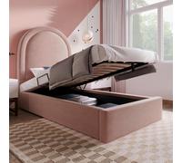 Kelodan Lettino imbottito 90 x 190 cm, letto singolo in velluto rosa per ragazzi e ragazze (senza materasso)